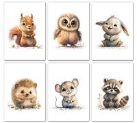 LAVEMA Felici animali della foresta - Poster per la decorazione della stanza dei bambini - per ragazzi e ragazze - decorazione per la cameretta dei bambino - 6 poster 21x30cm senza cornice