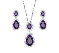 Lavencious Teardrop ciondola la collana e orecchino set per le donne d'avanguardia AAA Cubic Zirconia per le donne (viola)