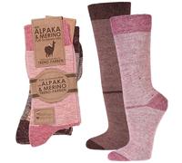 lavendel Calzini Invernali in Lana Merino e Alpaca 2 Paia - Calze Termiche Traspiranti a Righe Calde per Donna e Uomo - Morbide Antiscivolo Comode per Inverno - Rosa&Borgogna - 39-42