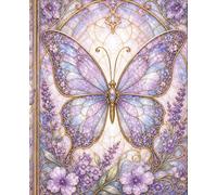 Lavender Butterfly Stained Glass Journal: Lined Notebook with Elegant Butterfly and Floral Cover for Women, Notes, Writing, School, Work, and Daily Journaling
