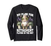 Lavender Flower Gnome Dad For Retirement Playing In The Dirt Maglia a Manica