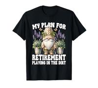 Lavender Flower Gnome Dad For Retirement Playing In The Dirt Maglietta