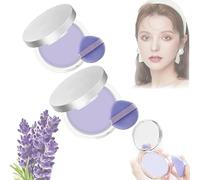 Lavender Matte Powder, Lavender Matte Powder Oil Control, Mini Powder Puff, Lavender Matte Face Setting Powder, For Silky Blurring Oil Control Long-Lasting Makeup (2 Pcs)