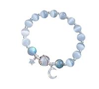 Lavender Stone Bracelet For Women Design Gray Star And Moon Beaded Bracelet For Friends And Students Bracciali Neonati Rosso (A, One Size)