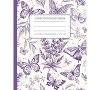 Lavender Toile Butterflies and Herbs Composition Notebook: Elegant French Country Design, College-Ruled Journal for Writing, School, and Everyday Notes