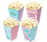 LaVenty 12 pcs sirena popcorn scatole trattare sacchetti sotto il mare caramelle sacchetti goodie per gli animali dell'oceano babyshower festa di compleanno favori