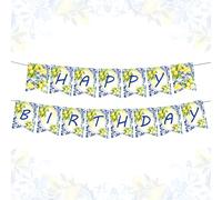 LaVenty Blue Tile Lemon Decorazioni di Compleanno Limone Blu Banner Limonata Ghirlanda per Limone Tema Compleanno Forniture