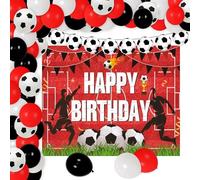 LaVenty decor compleanno calcio palloncini rosso bianco striscione auguri