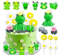 LaVenty Decorazione per torta a forma di rana principessa rana, decorazione per torta da giardino, decorazione per torta a margherita, decorazione per feste in giardino, compleanno per ragazze