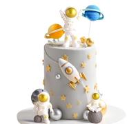 LaVenty Decorazione per torta con motivo astronauta, razzo, stelle, decorazione per torta per due, la luna, primo viaggio intorno al sole, compleanno, baby shower
