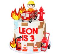 LaVenty Decorazione per Torta di Compleanno Pompieri - Set di 5 Toppers per Torta di Fuoco - Rosa