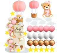 LaVenty decorazione torta orso rosa baby bear baby shower cake topper palloncini ad aria calda decorazione torta compleanno baby shower