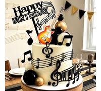 LaVenty Decorazioni per torte a forma di note musicali di chitarra | Per compleanno musicista e festa a tema rock