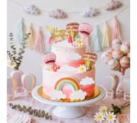 LaVenty Decorazioni per torte con mongolfiera e nuvole, decorazioni per torte, palline da dessert, mongolfiera, baby shower, feste di compleanno, celebrazioni, oggetti di scena fotografici