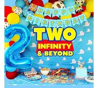 LaVenty Due Infiniti e Oltre Decorazioni per il 2° Compleanno - Palloncino, Arco di Ghirlanda, Backdrop Banner, Cake Topper per Feste