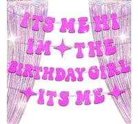 LaVenty Glittery Its Me Hi Im The Birthday Girl Its Me Banner Birthday Party Decorations (colore rosa)