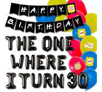LaVenty Quello dove mi giro Banner Palloncini Amici Tema 30 Compleanno Banner Backdrop Cake Topper per Compleanno Regalo Forniture di Partito (colorato 3)