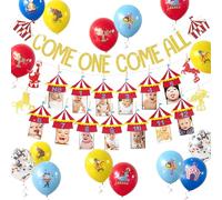 LaVenty striscione per primo compleanno stile circo venite tutti | striscione per primo compleanno stile circo venite tutti decorazione carnevale tema festa clown foto banner
