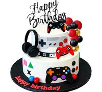 LaVenty Temi di videogiochi Topper per torta Auricolare Decorazione Torta Palla Controller Decorazioni per Torte per Festa di Compleanno Decorazione Torta