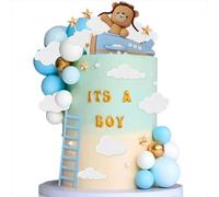 LaVenty topper per torta aeroplano blu decorazioni per torta con aereo cake topper aereo per il tempo vola 1 ° compleanno decorazioni compleanno aereo babyshower decorazioni