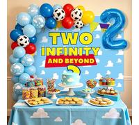 LaVenty Two Infinity and Beyond Decorazioni di compleanno per 2° compleanno palloncino ghirlanda arco sfondo banner torta topper per ragazzo 2 festa di compleanno