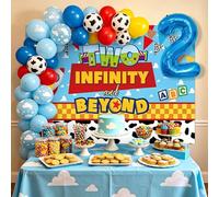 LaVenty Two Infinity and Beyond Decorazioni di compleanno per 2° compleanno palloncino ghirlanda arco sfondo banner torta topper per ragazzo 2 festa di compleanno