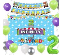 LaVenty Two Infinity and Beyond Decorazioni di compleanno per 2° compleanno palloncino ghirlanda arco sfondo banner torta topper per ragazzo