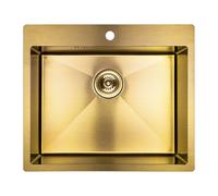 Laveo Marmara lavello in acciaio con sifone 59x51 cm oro SAMG10T
