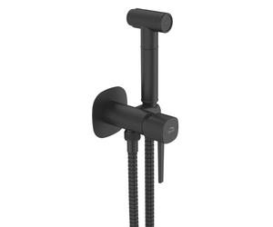 Laveo Pola rubinetto per bidet con set doccia da incasso nero BAP731P