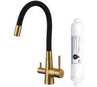 Laveo Riveco rubinetto da cucina con filtro verticale nero-oro/oro antico BRIBG68D