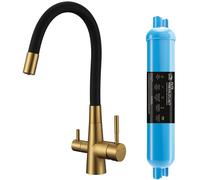 Laveo Riveco rubinetto da cucina con filtro verticale nero-oro/oro antico BRICG68D