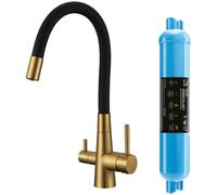Laveo Riveco rubinetto da cucina con filtro verticale nero-oro/oro antico BRIDG68D