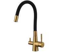 Laveo Riveco rubinetto per filtro dell'acqua verticale nero-oro/oro antico BRI_G68D