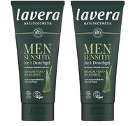 lavera Men Sensitiv - Gel doccia 3 in 1, rinfrescante e tonificante, per pelli sensibili, bambù biologico e aloe vera biologica, vegano, cosmetici naturali, 200 ml (Confezione da 2)