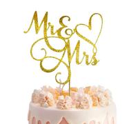 Laveroar Topper per torta nuziale dorata, 15,2 cm, con scritta Mr and Mrs, decorazioni per torte per matrimoni, compleanni, fidanzamenti