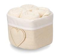 Lavette Bagno con Cestino in Tessuto Set 4 pz. Susanna Lavette Bagno 30x30, Asciugamani Piccoli Viso e Bidet - Panna