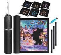 Lavievert Tappetino per puzzle arrotolabile con 6 vassoi per smistamento, salvavite per puzzle portatile con chiusura a coulisse e pompa a mano per giochi fino a 2000 pezzi