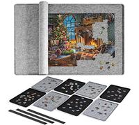 Lavievert Tavola per puzzle con 8 vassoi e copertura per puzzle, tappetino arrotolabile portatile, tavolo per puzzle leggero, tavole per puzzle e supporto per riporre fino a 1500 pezzi, grigio chiaro
