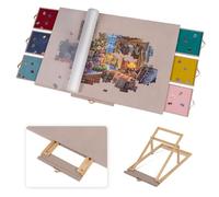 Lavievert Tavola puzzle inclinabile con 6 cassetti e copertura, piastra regolabile con supporto/staffa per adulti, tavolo puzzle portatile con piano antiscivolo per un massimo di 1500 pezzi, rosa