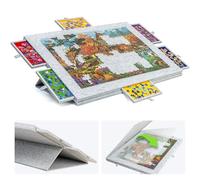 Lavievert Tavola puzzle inclinabile da 1500 pezzi con supporto e copertura progettati 2 in 1, leggero altopiano puzzle con 6 cassetti, tavolo puzzle portatile per adulti, salva-puzzle in feltro -