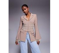 Lavish Alice - Blazer color fungo decorato con perline-Marrone 38