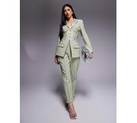 Lavish Alice - Pantaloni sartoriali verde salvia in misto raso a vita medio alta in coordinato 38