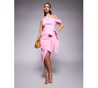 Lavish Alice - Vestito midi monospalla a pieghe rosa 40
