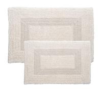 Lavish Home Cotton Bath Mat Set Set di 2 tappetini da Bagno in Cotone, Avorio, 35"x22"x0.5", 2 unità
