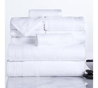 Lavish Home Set di 10 Asciugamani a Coste in 100% Cotone, Colore: Bianco