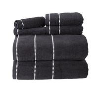 Lavish Home 67-0024-BL Set di 6 Asciugamani ad Asciugatura Rapida, 100% Cotone Zero Twist, Colore Nero, 12 "x 12", 6 unità