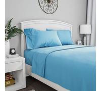 Lavish Home - Set di lenzuola in microfibra spazzolata, 3 pezzi, con angoli e lenzuola, 1 federa per cuscino, resistente alle pieghe, alle macchie e allo sbiadimento (doppio, azzurro)