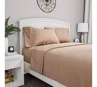 Lavish Home, Set di Lenzuola per Letto Singolo in Microfibra Spazzolata, 3 Pezzi, Lenzuolo con Angoli, Lenzuolo sopra e Federa, Resistente alle Pieghe, alle Macchie e allo sbiadimento, Colore: Beige