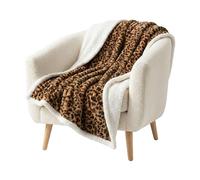 Lavish Home Throw Blanket - Fleece/Sherpa Leopard
