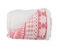 Lavish Home Throw Blanket - Fleece/Sherpa Pink Snowflakes